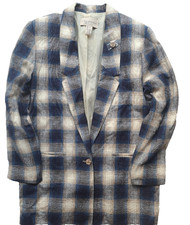 NWT Women's Christopher  Banks Linen Blazer Check Pattern Blue/White Size 10