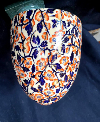 HINKs Catalogue #2578  ''Imari design'' CERAMIC OIL LAMP BODY only  --  c1884