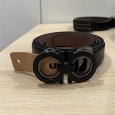 Mens Reversible Black/Brown Solid Belt w/ Buc...
