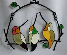 Birds on A Branch Stain Glass Suncatcher Stained Glass Window Hanging for Home