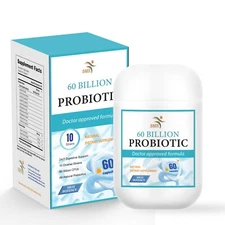 60 Billion Probiotic 60 Capsules Prebiotics Blend Support Gut & Digestive Health