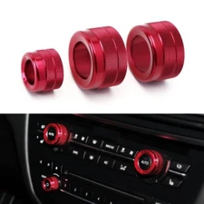 3x Red Aluminum AC Climate Control Radio Volume Knob Ring for BMW X5 X6 F15 F16