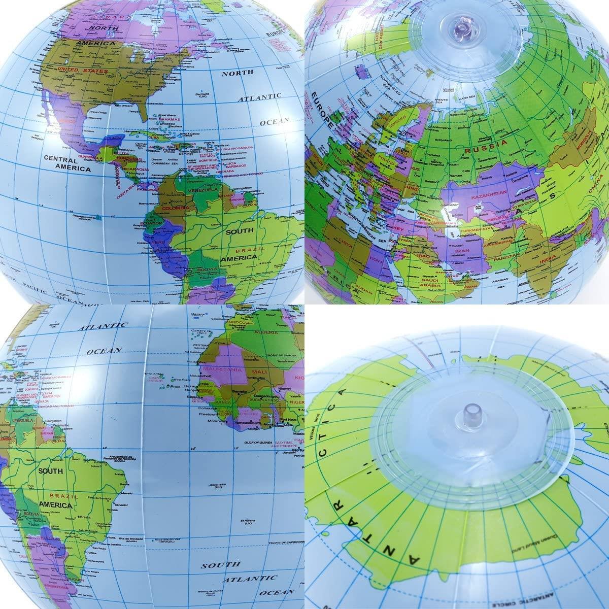 Globes Of Earth For Kids 24 Inch Beach Ball 8 Pack Inflatable Globe PVC ...