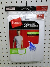 3 Men's Tagless Cotton Hanes Crew Neck Tee T-Shirts Small 34-36