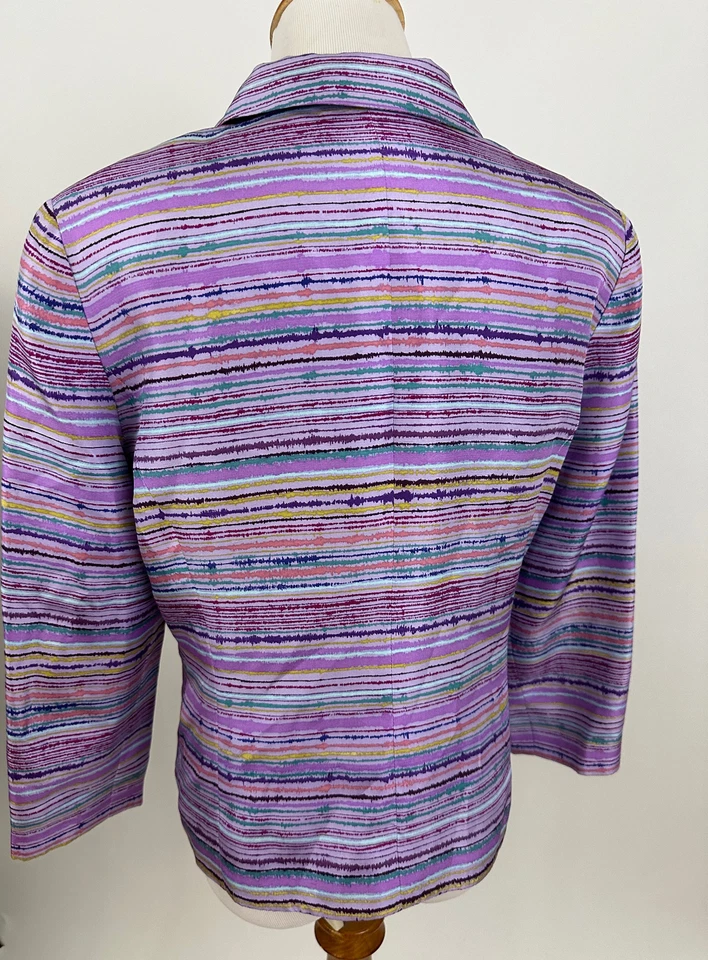 Chaqueta Blazer Mujer COLDWATER CREEK Morado Rayas 100% Seda 8P Foto 3 de 4