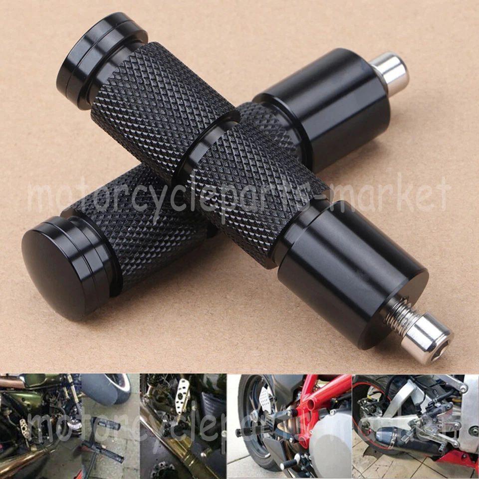 Pedales de aluminio negro para motocicleta Honda Suzuki Kawasaki Ducati GT1000 Foto 2 de 4