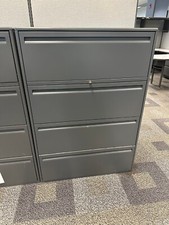 4Dr 36"Wx18"Dx50 1/2"H lateral file cabinet by Haworth in Gray Metal w/key/frame