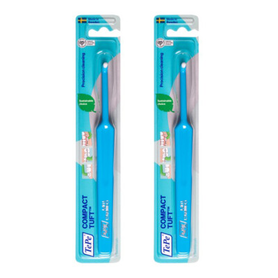 2 x TePe Compact Tuft Single Toothbrush Optimal For Precision Cleaning