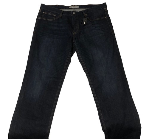 New Express Mens Slim Straight Jeans 38x32 Navy Dark Blue NWT 5 Pocket - Picture 4 of 7