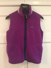 VTG Boys Girls PATAGONIA Deep Pile Fleece Vest Kids Youth Sz 14 Purple USA Made