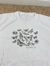 Key West Butterfly & Nature T Shirt White Short Sleeves Size XL Women's Tee