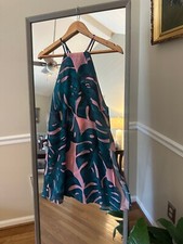 Show Me Your Mumu XS Mini Dress Pink Green Palm Leaf Print Tropical Vacation