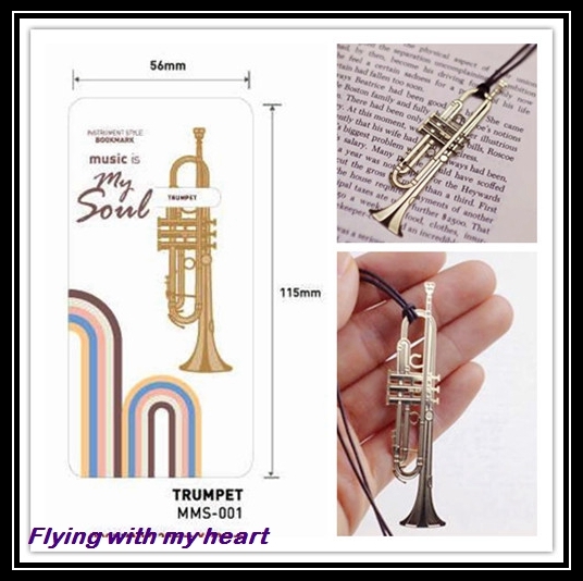 Trumpet Instrument Gold-plated Stainless Metal Music Art Bookmark - Perfect Gift