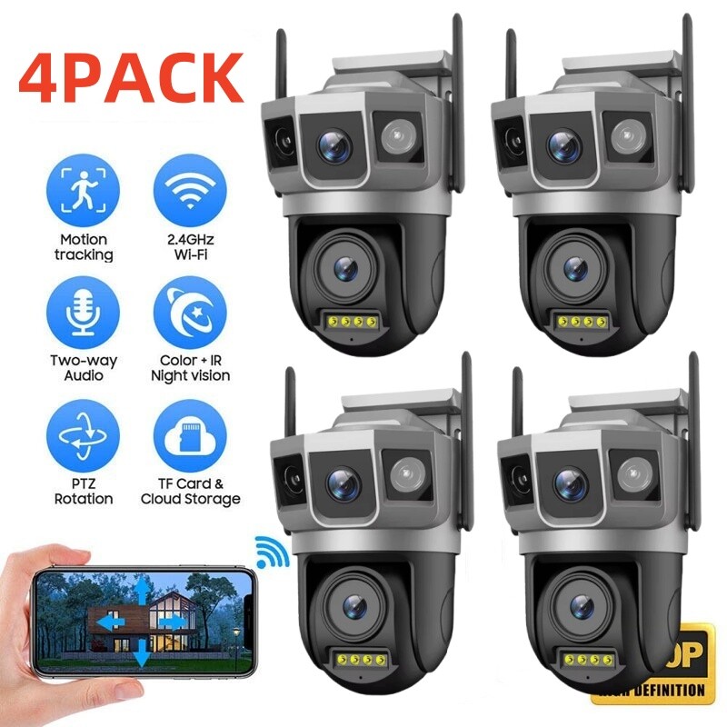 4PCS 4MP HD WiFi Camara De Seguridad Para Exterior Con Vision Nocturna Video US