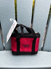 Trader Joe NEW 2 BAGS IN 1 Black w/ Red Limited MICRO TOTE AND GROCERY BAG