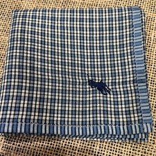 CLASSIC VINTAGE BLUE ART MINI CHECKS MEN HANDKERCHIEF COTTON POCKET SQUARE 18"