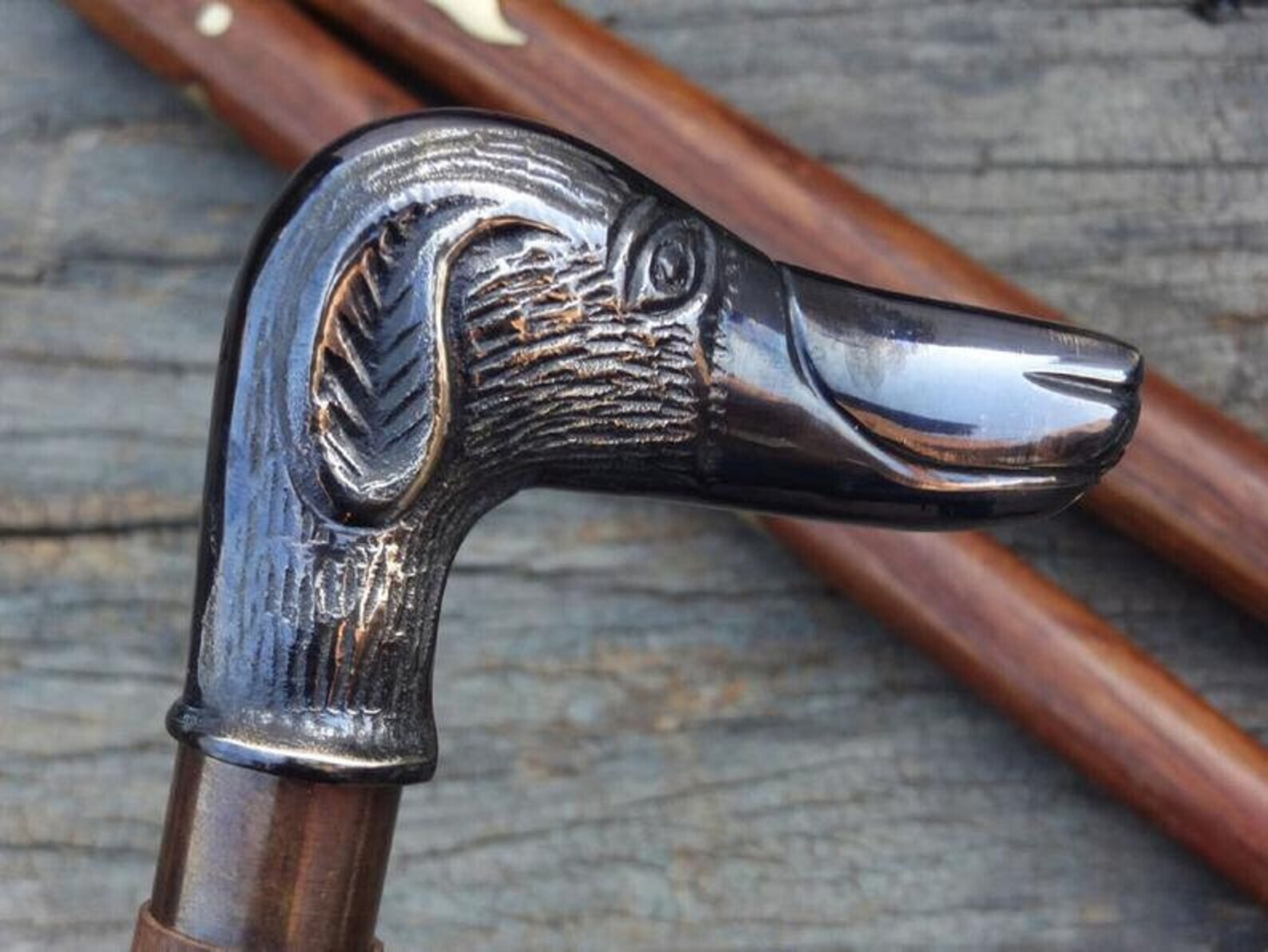 Antique Vintage Brass Dog Head Design Handle Victoria… - Gem