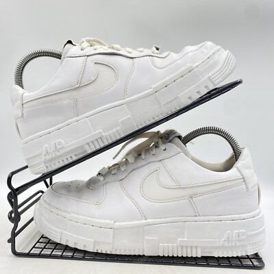 Nike Air Force 1 Low Pixel Triple White Turnschuhe Größe UK 5,5 Damen Leder Fitnessstudio