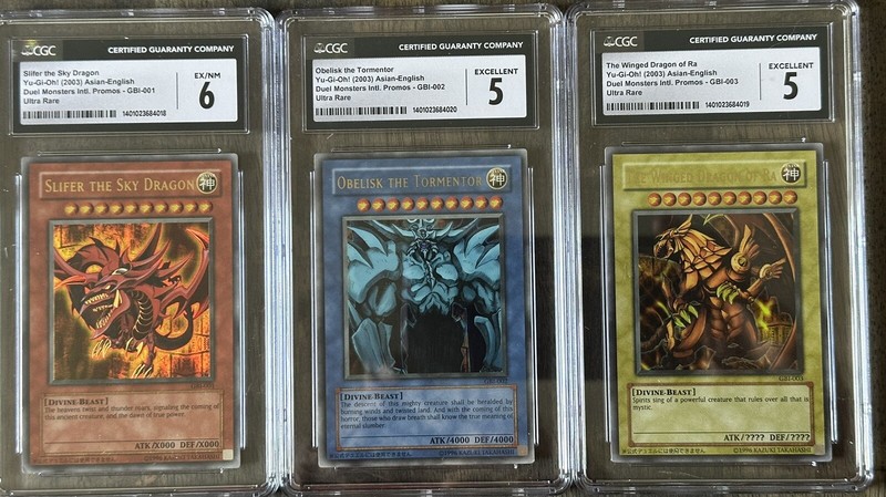 YUGIOH EGYPTIAN GODS CARDS ULTRA RARE PROMO GBI 001 002 003 EX/NM