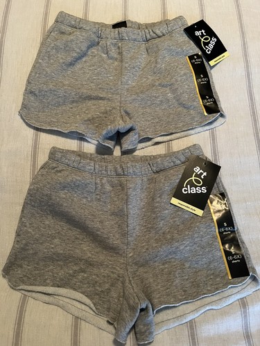 Art Class Girls Small 6-6x Gray Fleece Shorts Raw Edge Lounge New Lot Of 2 - Picture 2 of 5