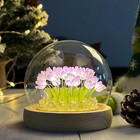 (20 Flower) Assembled Tulip Lamp Night Light with Glass Dome, Cool Handmade Arti