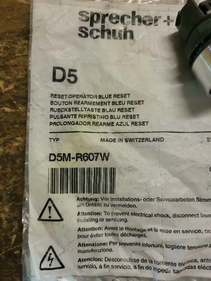 SPRECHER + SCHUH..BLUE RESET BUTTON...D5M-R607W..NEW..SEE PHOTOS.. - Image 3 of 4