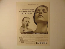1930 LUDEN'S COUGH DROPS print ad