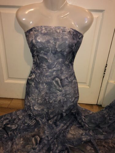 1 mtr bluey grey paisley ocean print dress chiffon fabric..45” wide (114cm) - Picture 6 of 6