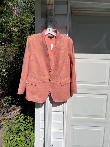 NWT Talbots Gorgeous Soft Orange& White Herringbone Wool Blend Lined Blazer 20W - Picture 9 of 9
