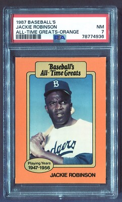 1987 JACKIE ROBINSON BASEBALL'S ALL-TIME GREATS-ORANGE PSA 7 NR