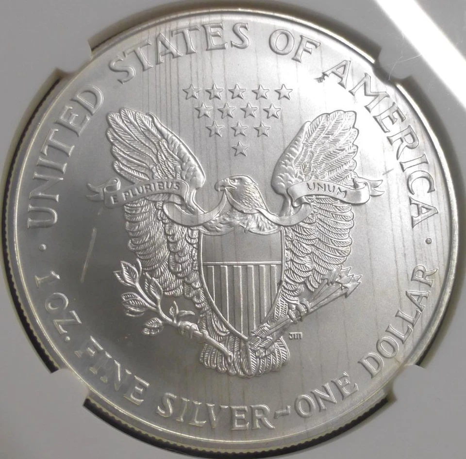 2000 NGC MS66 Silver Eagle Dollar STRUCK THRU & PLANCHET STREAKS Mint Error RARE - Image 2 of 4