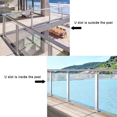 304sus 39.37'' Tall Middle Post Satin Glass Railing Without Glass and Handrail