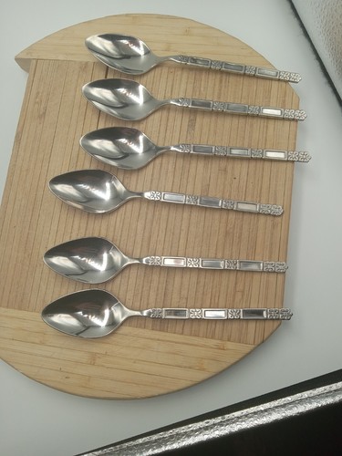 Oneida Community MADRID No Black Stainless 6 TeaSpoons See Pictures - Picture 14 of 23