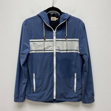 Faherty Men White Blue Surf Stripe Full Zip Long Sleeve Stretch Hoodie Jacket XS