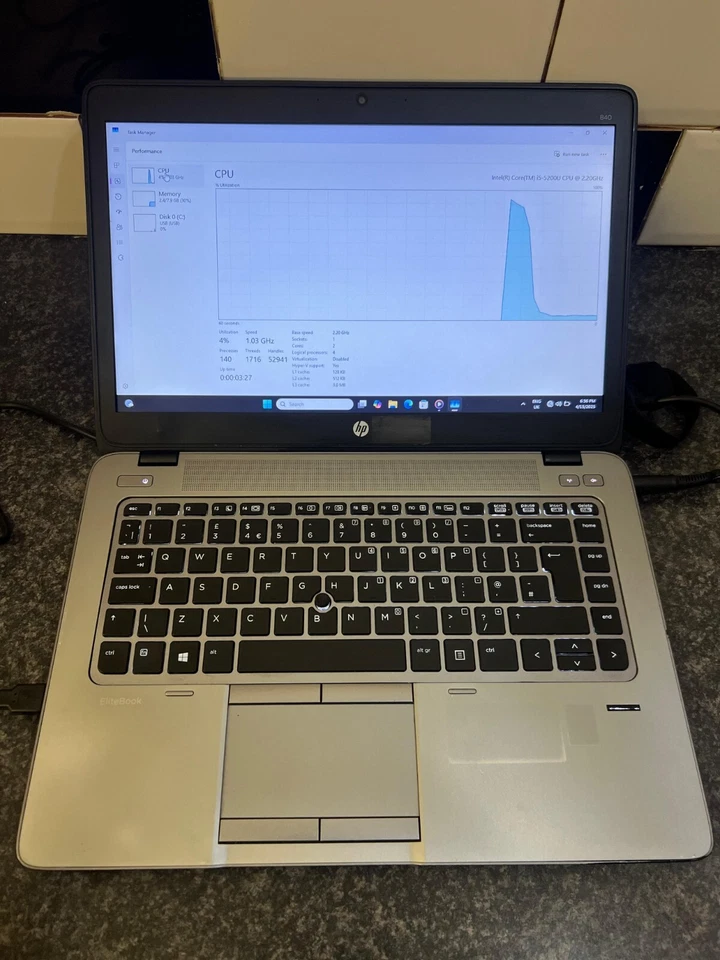 HP EliteBook 840 G2 i5 5200U 2.2GHz 8GB RAM 240GB SSD 14" Windows 11 (EFH8) - Image 3 of 4
