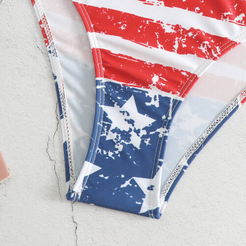 USA American Flag Halter Bikini 4th July Independence Day Swimsuit 2 Pieces - Picture 5 of 7
