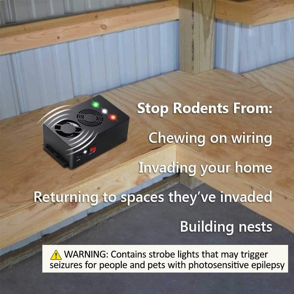 Rodent Electronic Repellent Battery Operated Ultra Sonic Rat Repeller, 2 Pack.