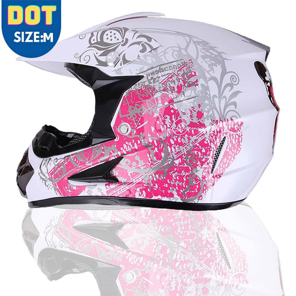 DOT Youth Child Kids Pink Butterfly Dirt Bike ATV MX Helmet Motocross