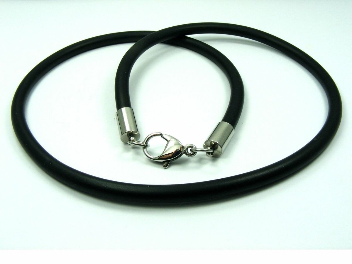 Custom Made Stainless Steel 3/ 4/ 5mm Silicon RUBBER Choker NECKLACE Smooth  Ends