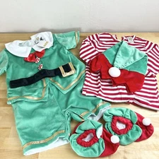 Holiday Elf Costume Hat Shoes Green Christmas Toddler Size 3T / 100 NEW