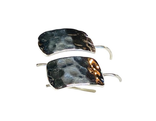 VTG Retired Silpada Sterling Silver Hammered Rectangular French Hook Earrings - Picture 15 of 24