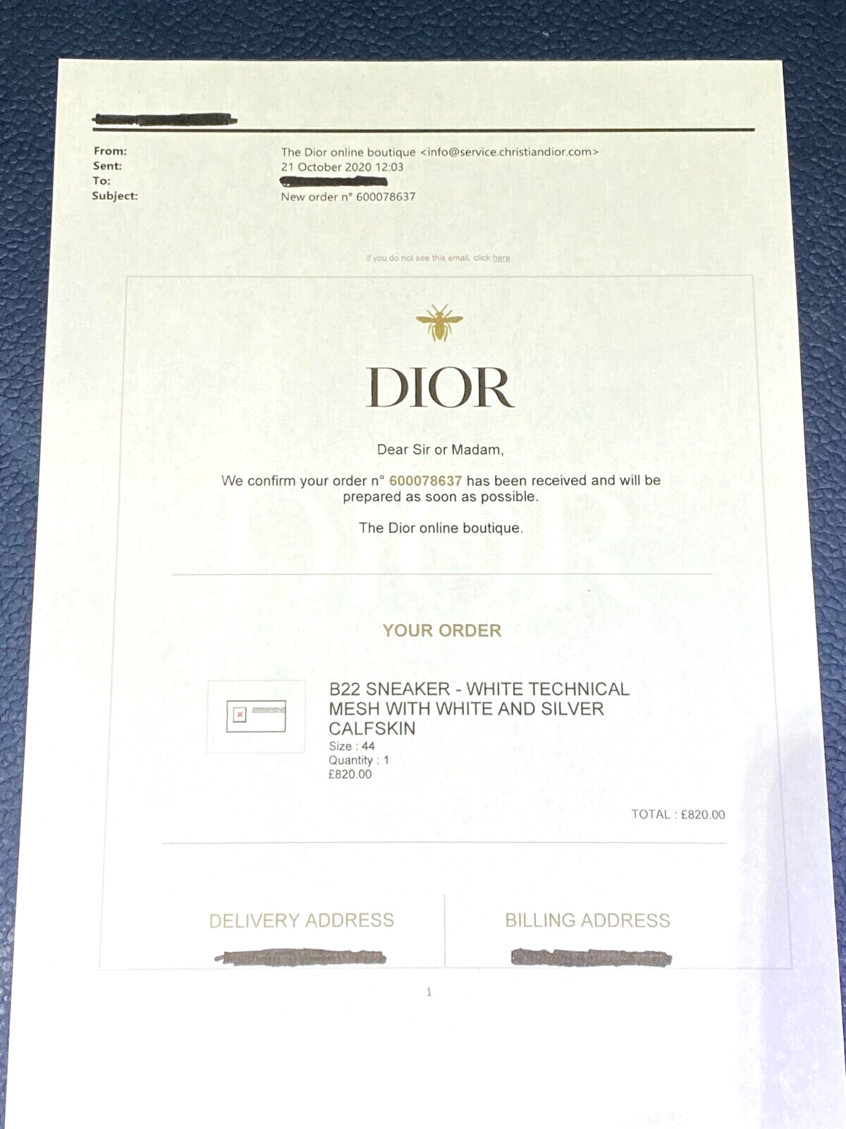 DIOR B22 WHITE TECHNICAL MESH + WHITE & SILVER CALFSKIN UK 10, EU 44 SNEAKER image 3