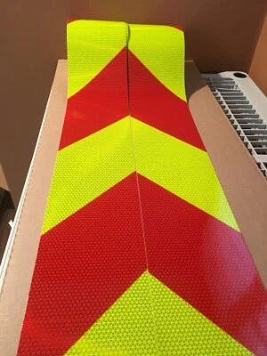ORALITE 6" Conformable V98 Chevron Fluorescent Lime & Red Reflective Safety Tape 2 Rolls