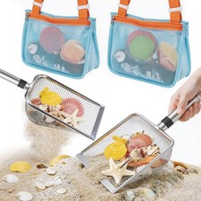 4 PCS Beach Mesh Shovel with Large, Multicolor Sand Scoop With Shell Bag