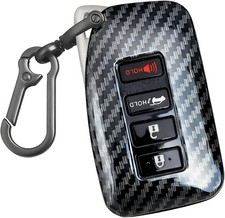 QBUC for Lexus Carbon Fiber Key Fob Cover, Gloss Finish Black