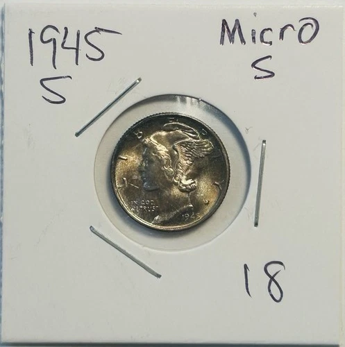 1945-S Micro s Mercury Silver Dime Coin Choice UNC
