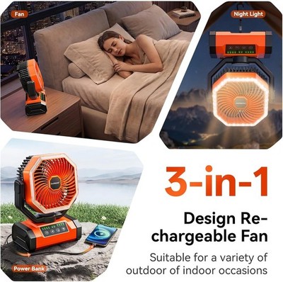 Camping Ventilator Wiederaufladbar Tragbar LED Licht 20000mAh Powerbank Zelt Schreibtisch Haken