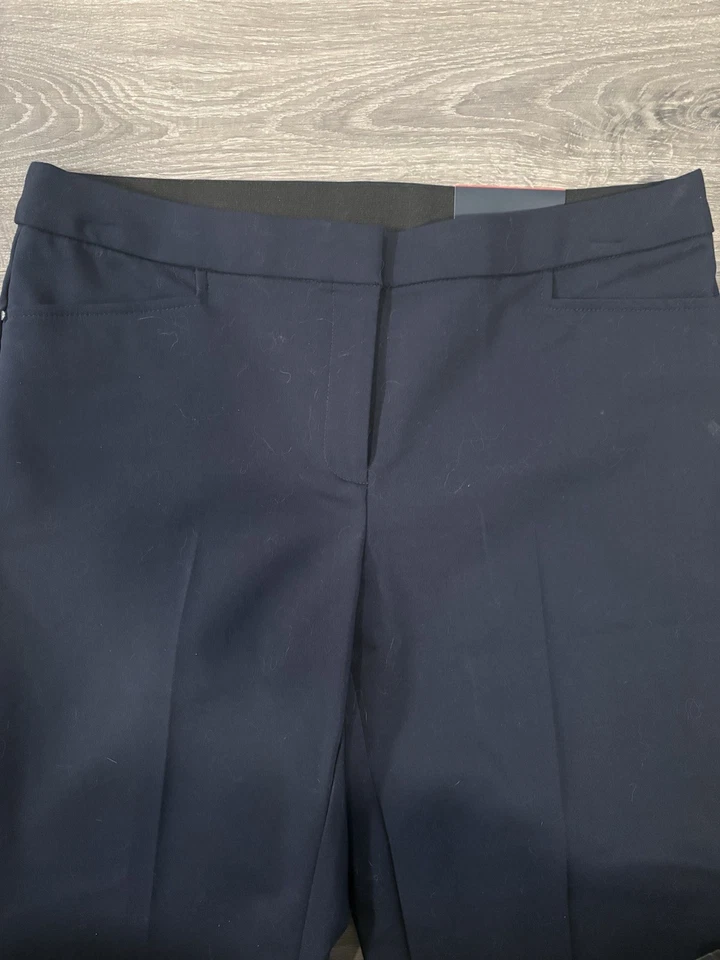 Pantalones Rafaella Calce Curvilíneo Pierna Recta Azul Marino 10P Pequeña Cintura Definida Elastizados Nuevos con Etiquetas Foto 3 de 4