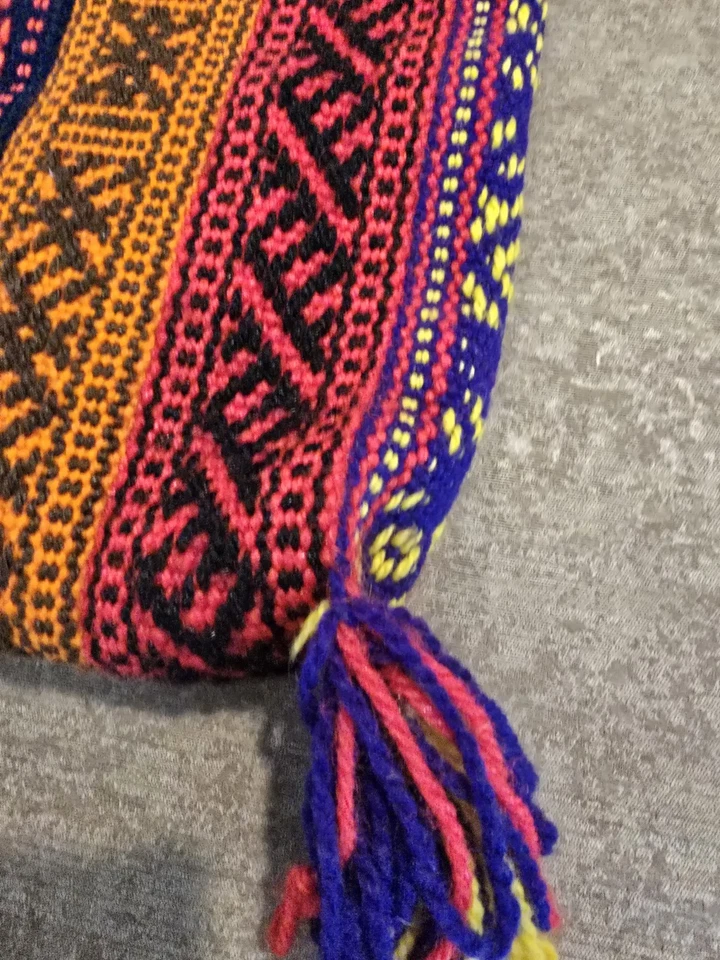 ¿Lana vintage? Bolso de Mano Tejido a Mano Hombro Boho Hippie Cartera Flecos Colorido Foto 3 de 4