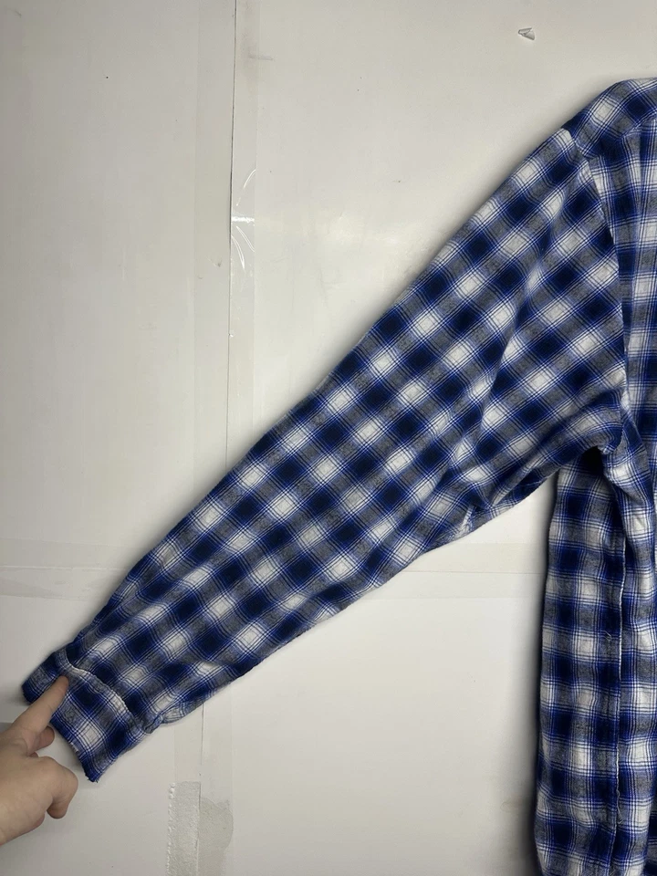 Red Jacket Button-Up Flannel Shirt XL Blue Check Plaid NY Mets Embroidered Logos - Image 2 of 4